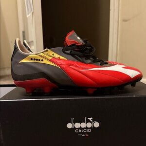 Diadora Calcio Red and Gray Soccer Cleats